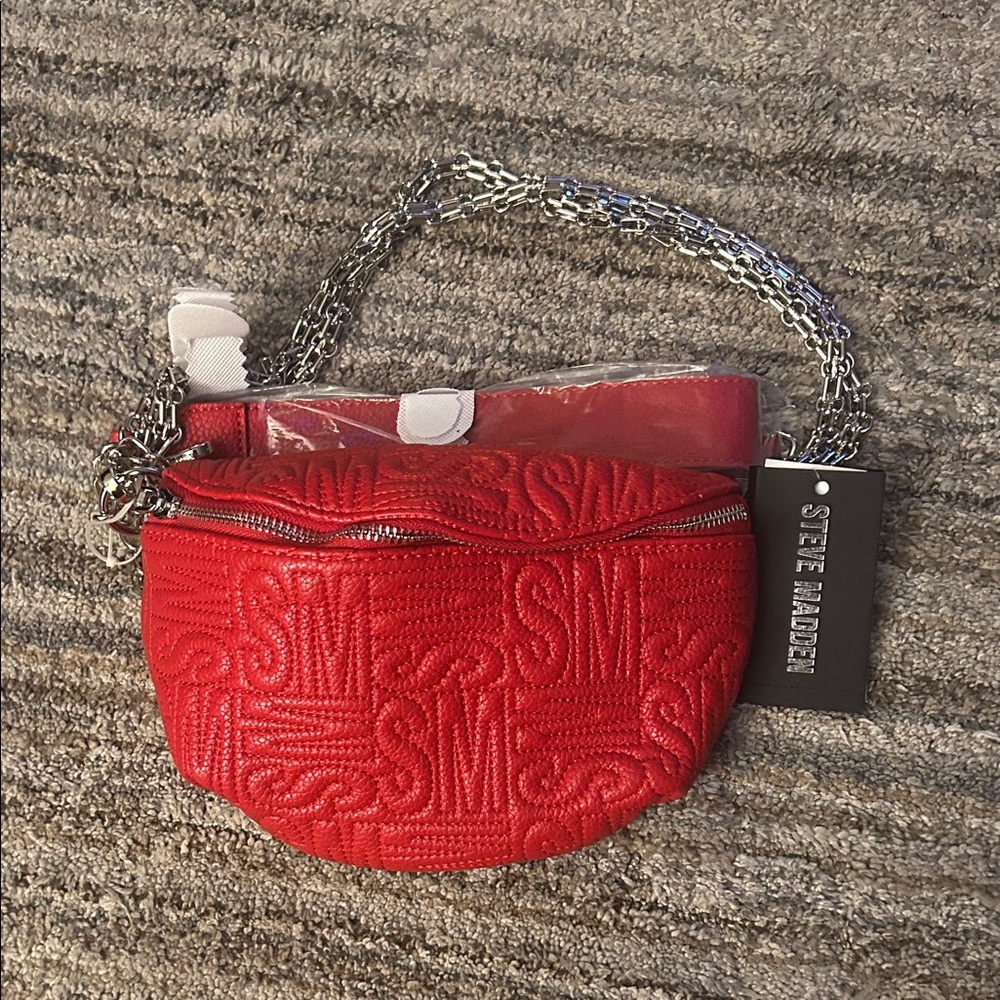 Steve Madden Vibrant Red Embossed Crossbody Bag